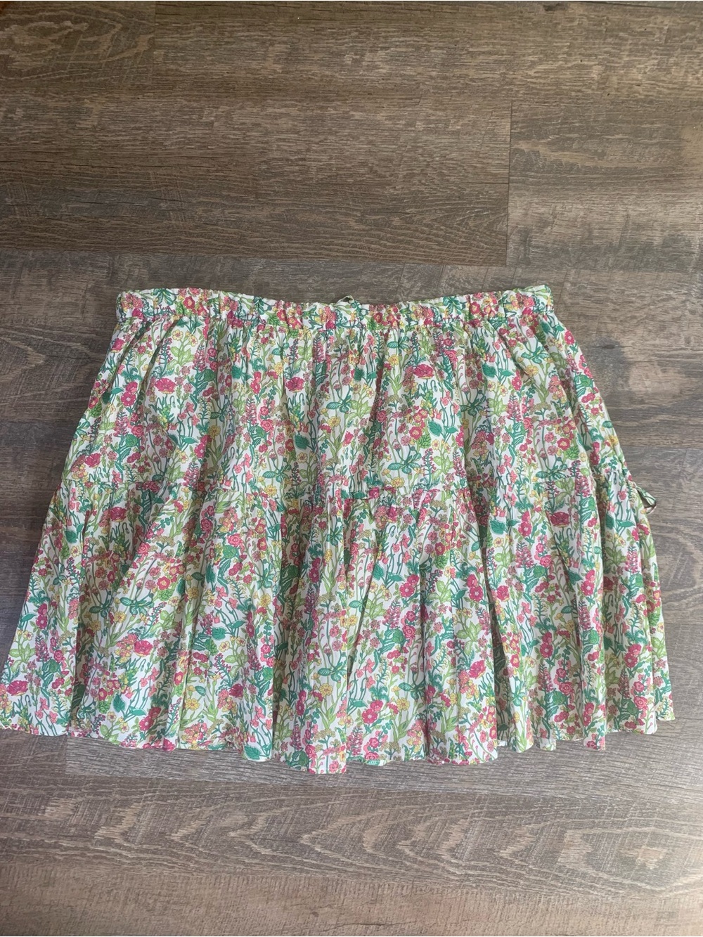 JCrew Liberty Cottagecore Floral Tiered Cotton Blend Skirt - Pink & Green - Picture 7 of 7